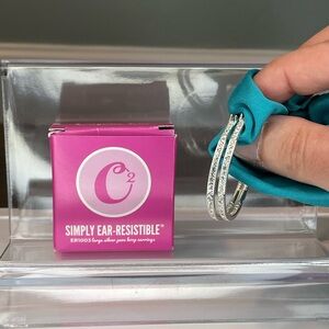 Origami Owl Silver Pave Hoop Earrings